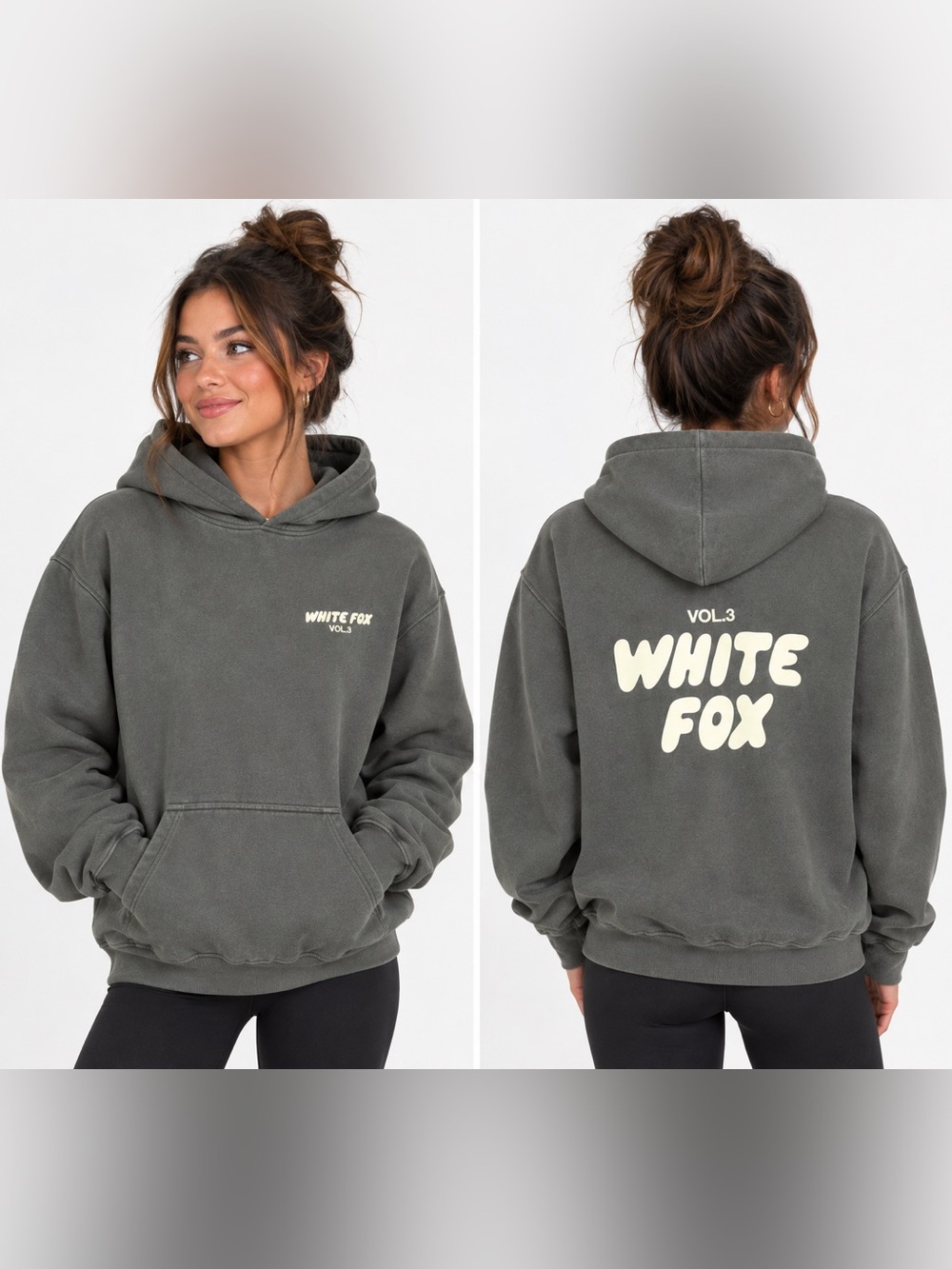 WHITE FOX VOL.3 Gray Pullover Hoodie Women’s XS/S Fleece